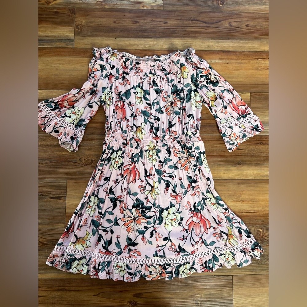 Lulu's Pink Floral Off-Shoulder Mini Dress